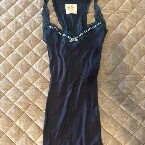 Hollister blue tank top with lace trim